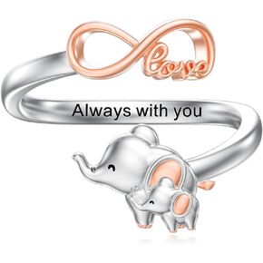 Seiyang Animal Ring 925 Sterling Silver Cute Axolotl/Dog/Elephant/Highland Cow/Koala/Panda Open Adjustable Rings Mother's Day Jewelry Gift for for Women Mom Animal Lovers
