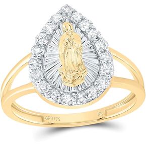 المجوهرات من Lux 10kt الذهب الأصفر 1/2 CTTW الماس الأزياء العذراء الأم مريم الكمثرى السيدات الخاتم الزفاف خاتم الذكرى ، المرأة الحجم: 5-9