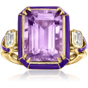 Ross-Simons 7.25 Carat Amethyst and .60 ct. t.w. White Topaz Ring in 18kt Gold Over Sterling