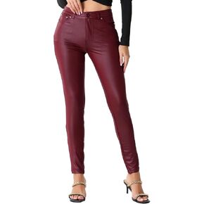 Allegra K Faux Leather Pants for Women's High Waist Stretch Slim Fit Motorcycle Legging Pants