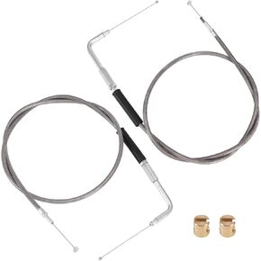 Throttle and Idle Cable Kit 110CM Compatible with Harley Dyna Softail XL 883 1200 Fat Boy Heritage Road King 43" Stainless Steel