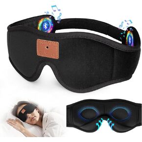 Sleep Headphones, Sleep Mask with Bluetooth Headphones, 3D Blackout Eye Mask with Mic and HD Speakers, Music Eye Mask for Women and Men, Ideal for Travel, Naps, Meditation, Relaxation