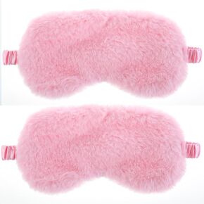 2pcs Sleep Masks for Kids,Comfortable Kids Sleep Masks Girls,Kids Eye Mask for Sleeping,Sleep Mask Plush Blindfold Satin Back Faux Fur Sleep Mask for Kids Women Men Travel Nap,Pink Sleep Mask