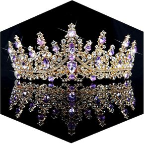 TOBATOBA Purple Tiaras and Crowns for Women Rapunzel Crown Rapunzel Accessories Rhinestone Princess Crown for Prom Party Wedding Birthday Halloween Rapunzel Costume for Women