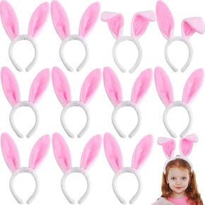 6Packs Bunny Ears Headband, Easter Plush Rabbit Ear Hairband for Women Girls, Costume Dress-Up Accessories Kids Adults