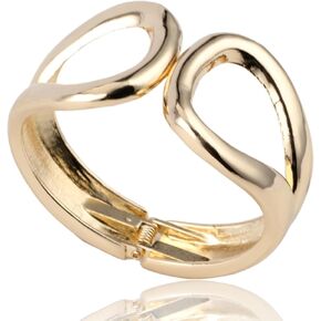 Gold Color Wide Arm Cuff Bracelet for Women Thick Chunky Statement Alloy Metal Fashion Wrist Wrap Non Tarnish Bangle Jewelry