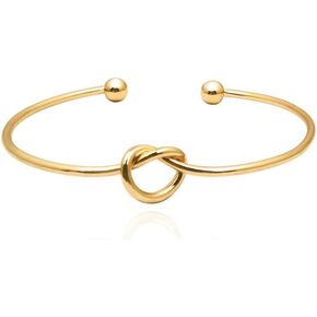 ONLYJUMP 14K Gold Plated Forever Love Knot Infinity Bracelets for Women Simple Delicate Open Adjustable Love Heart Cuff Bracelet Minimalist Knot Bangles Bracelet Fashion Jewellery Gift