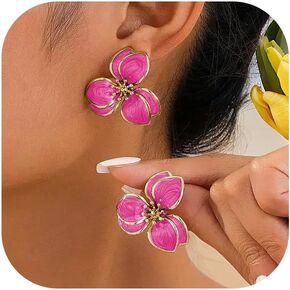 Gold Flower Earrings for Women Flower Stud Earrings Floral Statement Spring Earring Spring Dresses for Women 2025