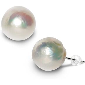 Freshwater Cultured Baroque Pearl Earrings for Women, S925 Silver Stud, Pearl Size XL 11-12mm