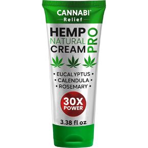 Саnnаbі Rеlіеf Hemp Cream Maximum Strength 3.38 FL. OZ — Relieve Muscles, Joints, and Back Target Area — 10-in-1 Potent Formula | Body Gel Infused with Hemp Oil, Menthol, Rosemary, Calendula