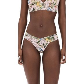 hanky panky Women's Printed Signature Lace Low Rise Thong, Overjoyed, One Size