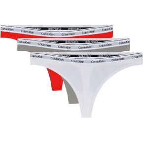 Calvin Klein Modern Logo 3-Pack Low Rise Thong - QD5209 (White/Molten/Grey Heather, XS)