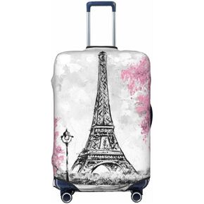 Paris Eiffel Tower Luggage Suitcase Covers Elastic Washable Romantic Travel Luggage Protector Travel Suitcase Protective Cover For Kid And Adult, S (Fit 18-21 Inch Luggage)