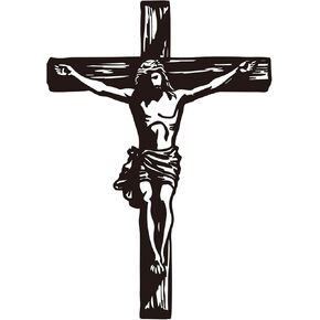 Wakosan Black Metal Jesus Crucifix Cross Wall Art ، تأثير الظل ثلاثي الأبعاد ، ديكور المنزل المسيحي الحديث للداخلية والممرات المقاومة للماء وسهلة (11.8 "x16.5")