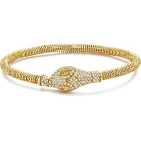 Rnivida Adjustable Gold Plated Snake Bracelet with Cubic Zirconia, Open Bangle Cuff Bracelet for Women