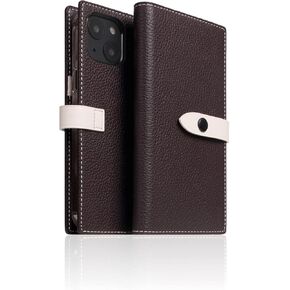 SLG iPhone 12 Pro Max Handcrafted Leather Wallet Case, D8 Full Grain Leather, Diary Flip Cover with Snap Closure, Card Slot Holder with Gift Box (Brown Cream)
