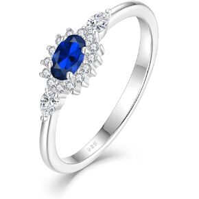 Diana Oval Shape Diamond Thin Stackable Rings for Women Birthstone 925 Sterling Silver Eternity Halo CZ Promise Engagement Statement Wedding Band Rings Jewelry for Size 6-9