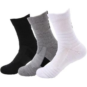 5-Pair Socks for Men Breathable, Moisture Wicking Arch Support Soft & Quick Drying for Running & Fitness. Comfortable & Anti-Blister, White Gray Black Mixed Colors (set of 5 pair)