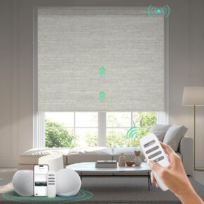 Motorized Blinds with Remote, 100% Blackout Smart Blinds, Motorized Shades, Automatic Blinds for Windows, Electric Blinds (Blackout Roller Shades Fabric Samples)