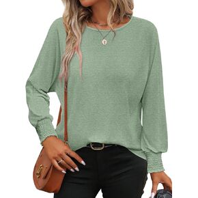 قمم الأكمام الطويلة Athmile للنساء 2025 Spring Fashion Tirts for Women Crewneck Disual Lourds Tee Basic