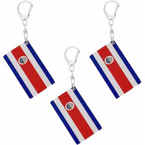 Costa Rica flag keychain keychain flags cost riics key kains men and women style - double swide acrylic d Shape Chains Car Car Key Chain Decoration (3 pcs)