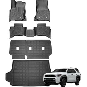 Floor Mats Cargo Liner Fits for Toyota 4runner 2025 Trunk Liner All Weather Cargo Mat, Custom Fit TPE Anti-Slip Car Seat Back Protector Accessories (with Backseat Mat)