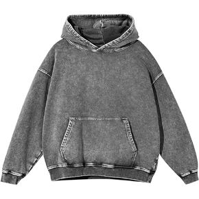BINTEHGS Mens Oversized Hoodie Vintage Acid Wash Hoodie Baggy Cotton hooded Sweatshirts Unisex Distressed Pullover Streetwear