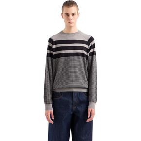 Armani Exchange Men's Wool Mix Horizontal Color Blocked Turtle Neck Sweater