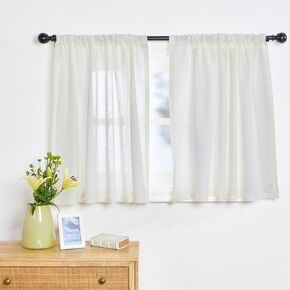 Solino Home Light Natural Linen Sheer Curtain 96 Inch - 100% Pure Linen European Flax Window Treatment Panel 52 x 96 Inch - Light Filtering Rod Pocket Curtain for Living Room, Bedroom