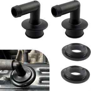2 PCS Automotive Vent Valve Elbow and Gasket Kit, Pressure Regulator PCV Valve Elbow Kit, Replacement 53013360AA 53030497 02946079 2946079, Compatible with Jeep (Black)