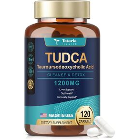 TUDCA Bile Salts 1200mg (Tauroursodeoxycholic Acid), 120 Capsules, Ultra Strength Pure TUDCA Liver Supplements, Liver and Gallbladder Cleanse & Repair, Vegan