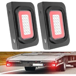 12V DC Trailer Tail Light with Black Bracket, 2 PCS 42 LED 3-in-1 Brake Reverse Running Trailer Lights with Grommets Plugs for Trailer Truck RV Tractor Jeep