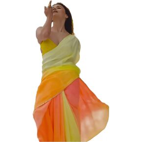 Women's Printed Pure Georgette Saree With Unstitched Blouse Piece (Rocky Aur Rani Ki Prem Kahani Saree)