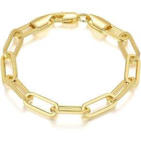 Gold Bracelets for Women Men Bracelet Robust Paperclip Gold Chain Bracelet Layer with Other Jewelry Presents for Women & Men 6.5/7/7.5/8/9