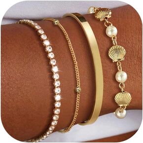 YANCHUN Gold Sea Shell Bracelet Dainty Bracelets for Women Stack Boho Summer Beach Jewelry for Women Trendy 2025