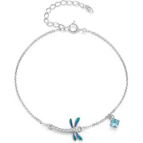 Adjustable 925 Sterling Silver Cubic Zirconia Butterfly and Dragonfly Bracelet for Women | Delicate and Elegant Jewelry Gifts for women