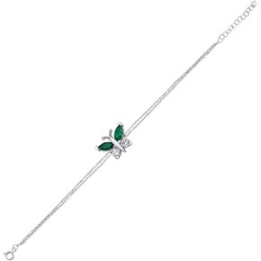 Butterfly CZ Bracelet; Rhodium Plated 925 Sterling Silver: Chrysalis Charm For Women - Anniversary, Valentine’s Day, Birthday, Christmas, Jewelry Gift