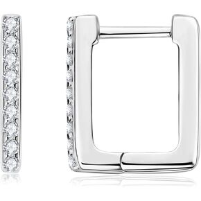 Square Moissanite Hoop Earrings D Color VVS1 Clarity Brilliant 925 Sterling Silver Huggie Small Tiny Earrings for Women and Men