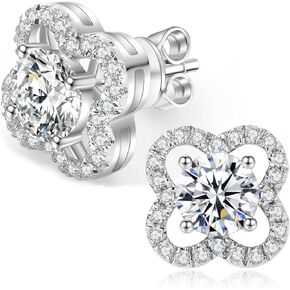 Floral Moissanite Stud Earrings 0.7-3 Carat D Color VVS1 Lab Cultured Diamond Earrings Sterling Silver 18K Gold Plated Hypoallergenic Friction Back Earrings for Women Men Jewelry