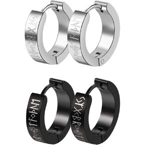 Oidea Viking Runes Hoop Consring for Men: Stains Stefic Food أقراط لا تتناسب مع الأقراط على الأقراط
