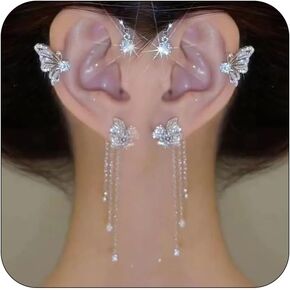 Butterfly Ear Cuffs Rhinestone Butterfly Ear Cuff for Women Ear Cuffs Non Piercing Gold Ear Cuff Jewelry Gift for Women