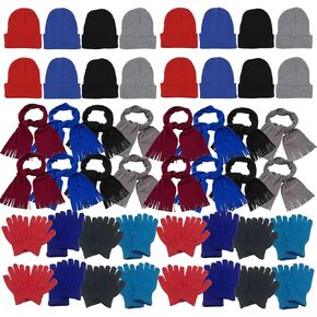Winter Beanie Hat Scarf Gloves Set for Women Men Unisex Winter Gloves for Homeless Donation Charity Care Bundle Scarf Soft Warm Winter Scarves Wraps Bulk Hats and Gloves for Homeless