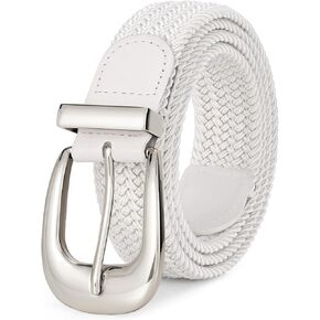 WERFORU Women Braided Belt Stretch Braided Belt for Women Braided Woven Elastic 1.3" Wide Canvas Casual for Pants Jeans