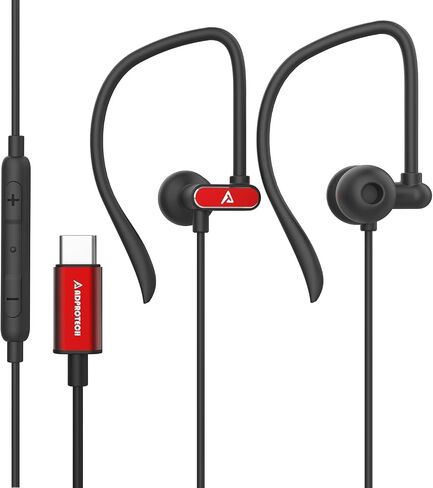USB C Headphones with Microphone Wired USB C Earphones for Sports and Running Type C Earbuds Hooks Volume Control, Compatible with iPhone 15, Samsung, Google and Other Type C Smart Phone, Rose Gold in Saudi Arabia