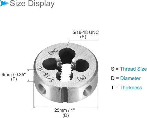 Round Threading Dies, 3/8-16 UNC Thread, 9SiCr Alloy Tool Steel Screw Milling Tools - (Applications: for Machine Thread Repair), 2-Pieces in Saudi Arabia