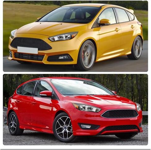Headlights Assembly Compatible with 2015 2016 2017 2018 Ford Focus S | SE | ST Halogen Head Light Headlamp w/Bulb, Black Housing Amber Corner in Saudi Arabia
