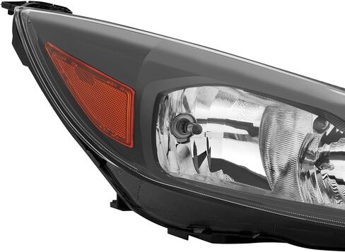 Headlights Assembly Compatible with 2015 2016 2017 2018 Ford Focus S | SE | ST Halogen Head Light Headlamp w/Bulb, Black Housing Amber Corner in Saudi Arabia