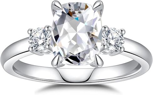 Moissanite Engagement Rings for Women,D Color VVS1 Moissanite 3-Stone Ring 18K White Gold Plated 925 Sterling Silver Wedding Ring in Kuwait