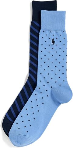 Polo Ralph Lauren Men's Dot and Stripe Slack Socks 2 Pack in Saudi Arabia