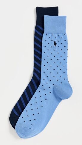 Polo Ralph Lauren Men's Dot and Stripe Slack Socks 2 Pack in Saudi Arabia